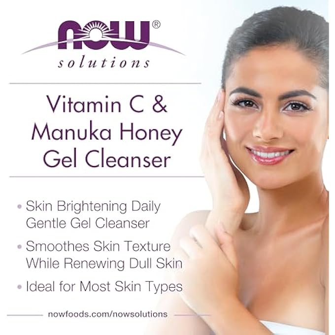 now SOLUTIONS, VITAMIN C AND MANUKA HONEY GEL CLEANSER, BRIGHTENING SYSTEM, PROMOTES HEALTHY-LOOKING SKIN, 8-OUNCE - Image 4